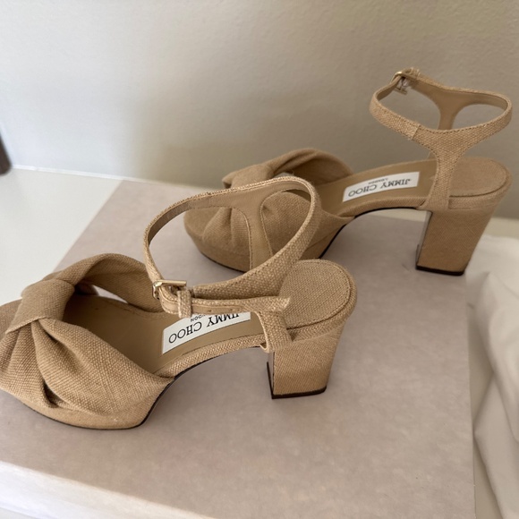 Jimmy Choo Heloise Platform Sandals in Beige - Picture 3 of 6
